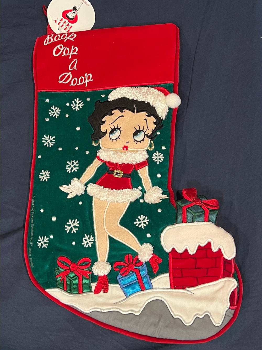 Vintage Betty Boop Red & Green Holiday Stocking - Betty Boop